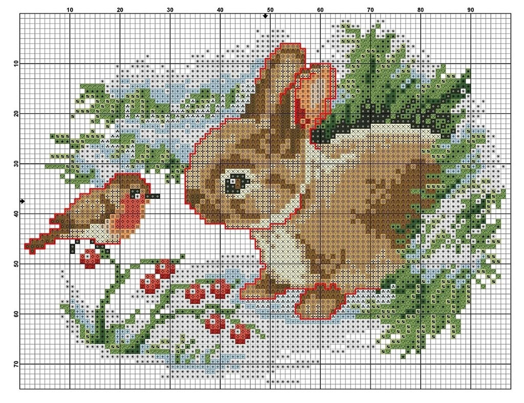 Схема вышивки крестиком кролика