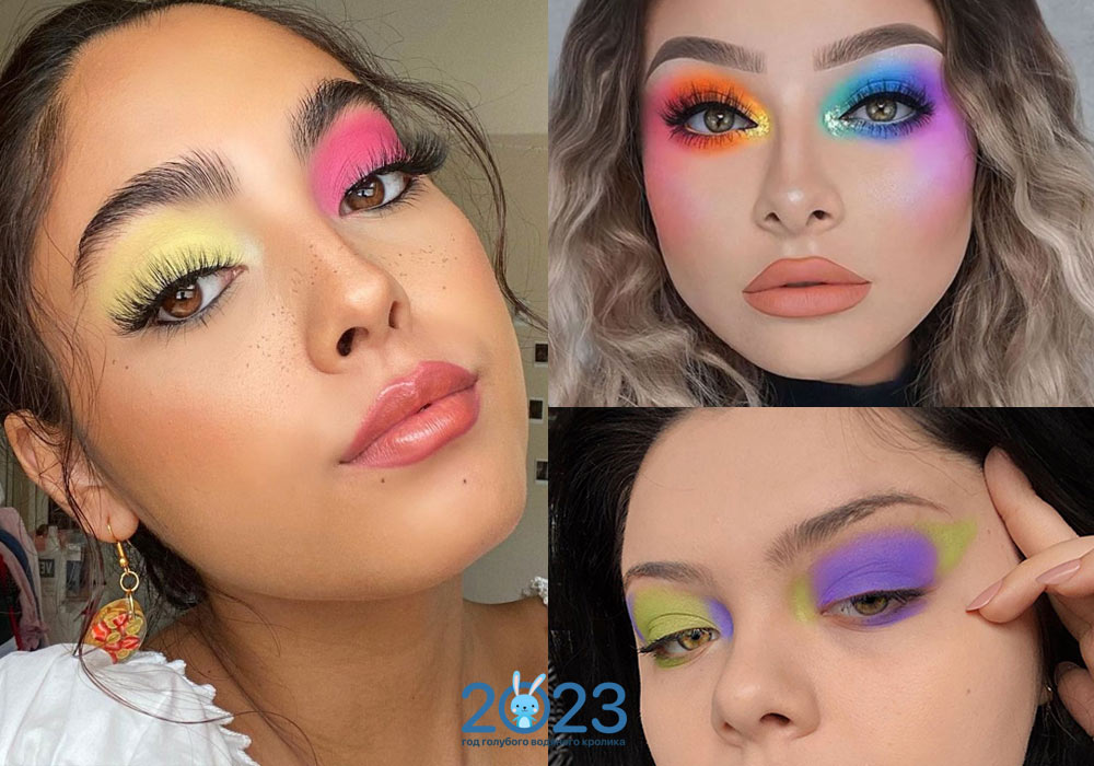 Разноцветные веки - тренд макияжа на 2023 год