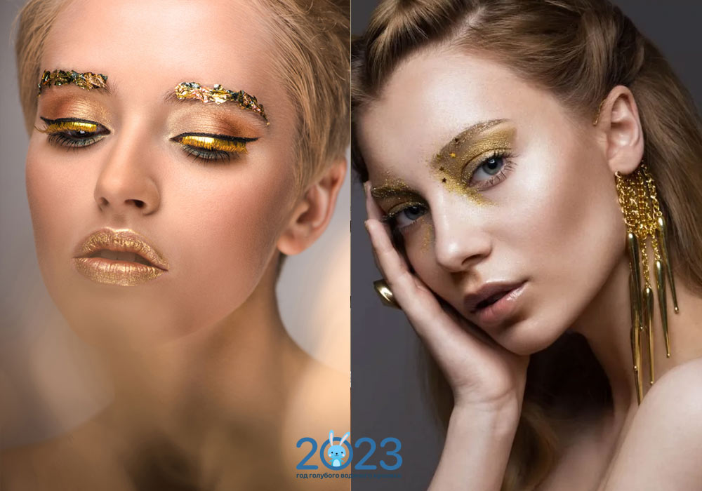 Золотой макияж на Новый Год 2023