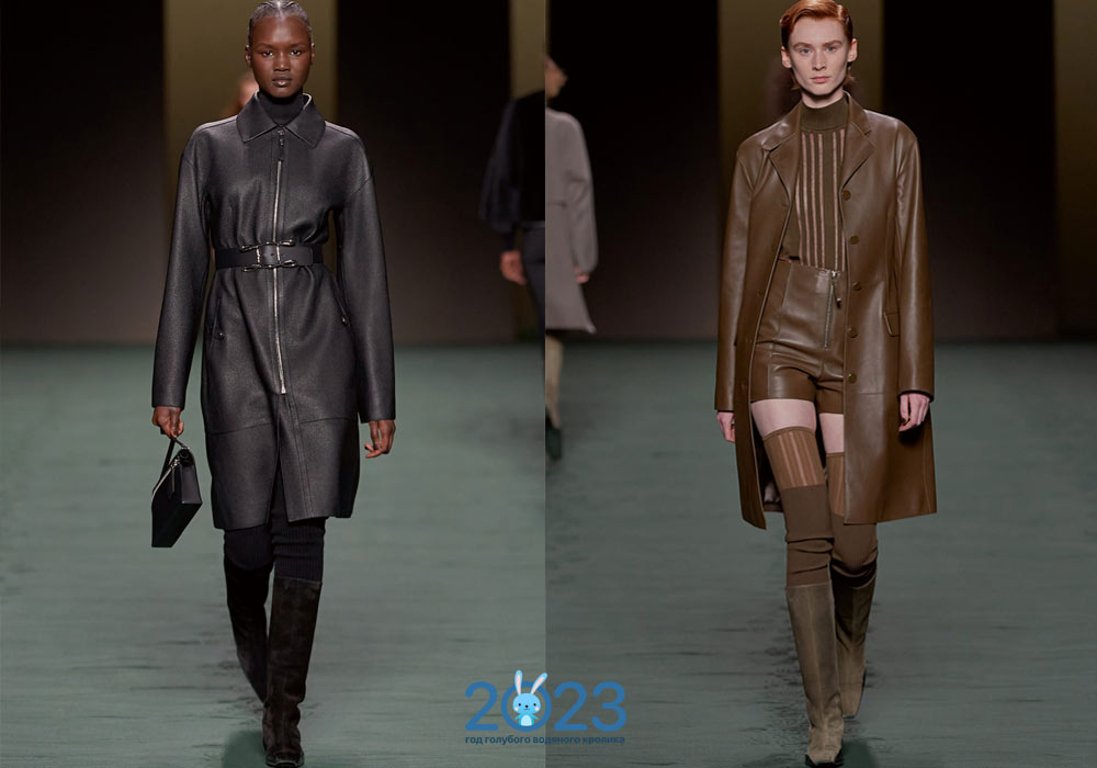 Кожаные пальто Hermès сезона осень-зима 2022-2023