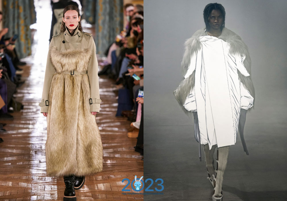 Модные пальто осень-зима 2022-2023 с меховыми вставками