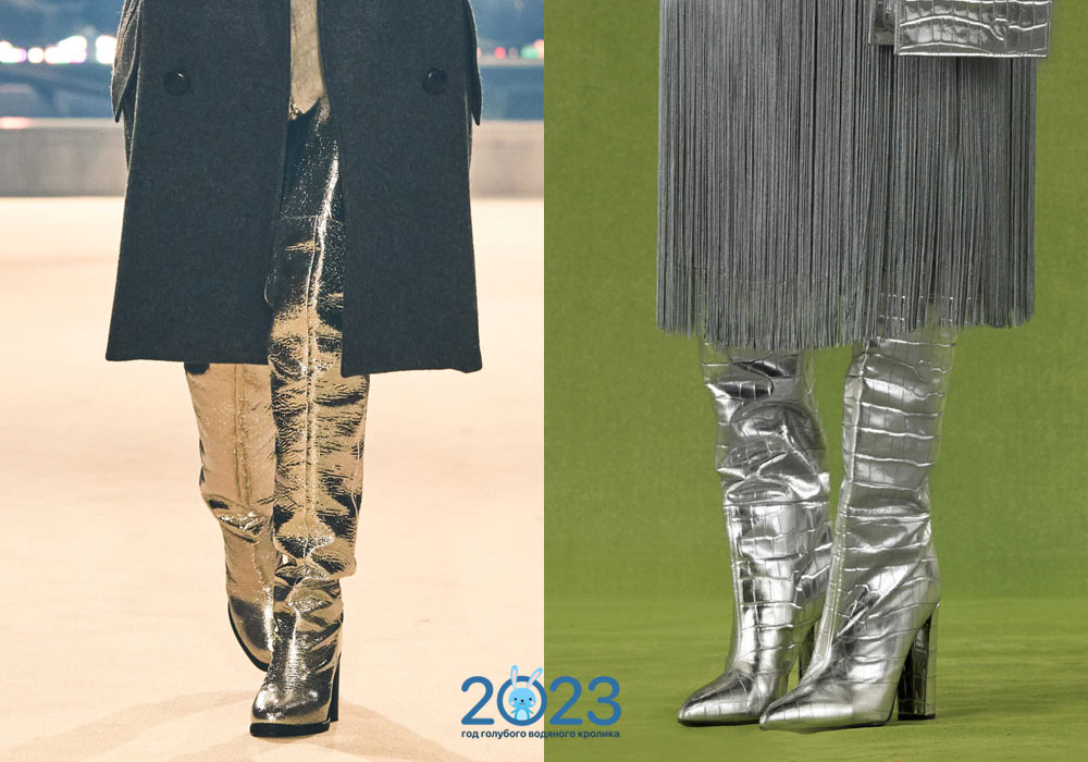 Модные сапоги оттенка серебро осень-зима 2022-2023 года