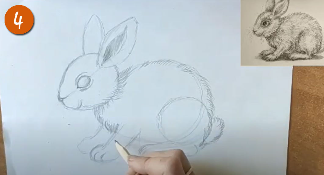 Как рисовать реалистичного Кролика (Зайчика) на Новый Год 2023 - шаг 4