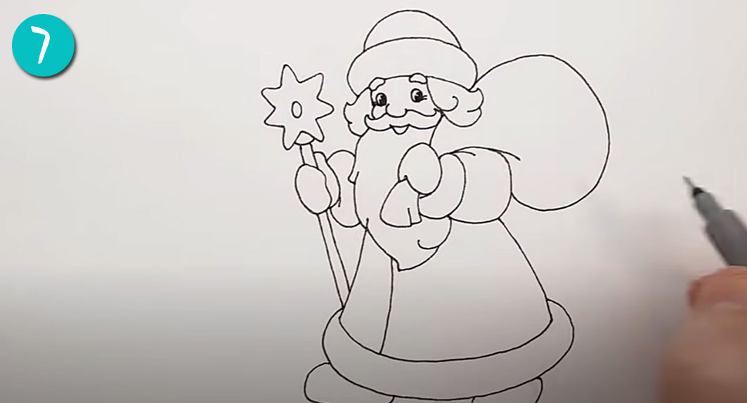 Как рисовать Деда Мороза на Новый Год 2023 - шаг 7