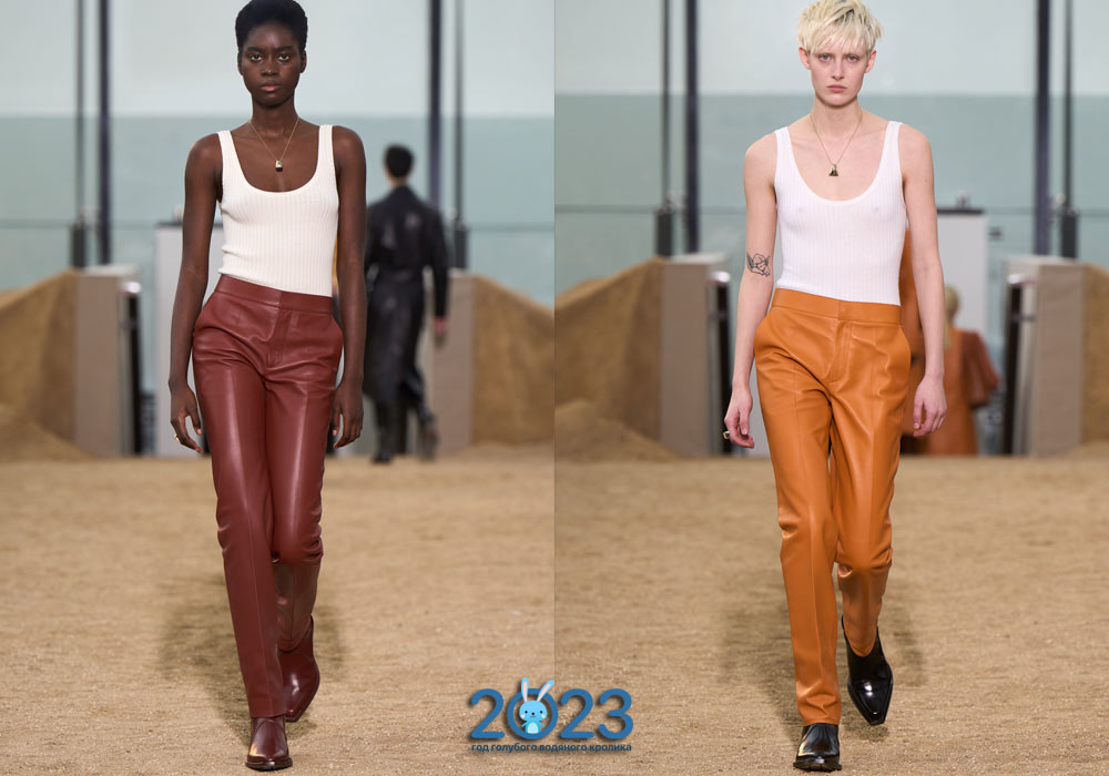 Модные кожаные брюки осень-зима 2022-2023 года